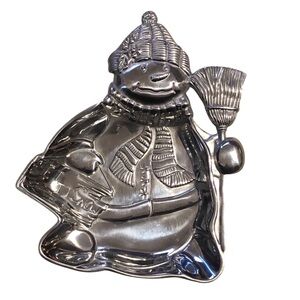 LENOX Yuletide Snowman Tray Metal Serveware - “LET IT SNOW” Christmas Holiday